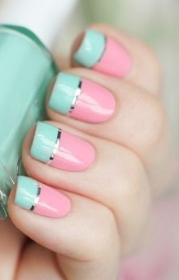 blue and pink nails for prom